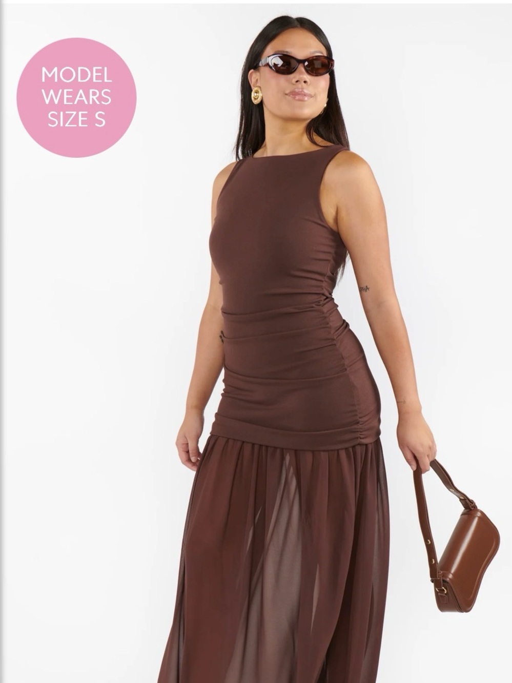 Show Me Your MuMu Aria Maxi Dress in Chocolate Brown - Picture 2 of 10